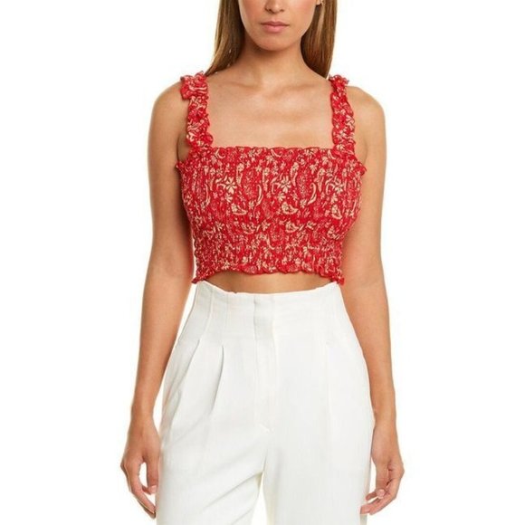 Coolchange Women's Size Large Pink Polka Dot Smocked Daria Top Tie‎ Back - Picture 3 of 10